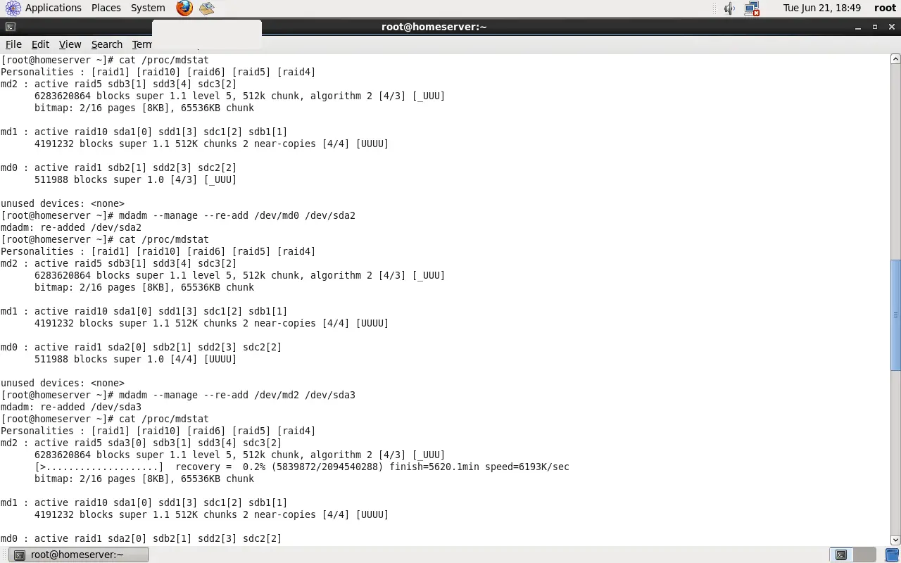 Ausfallsicherer Server für zu Hause mit Scientific Linux 6.0 - SL HomeServer 010 RAID - 10