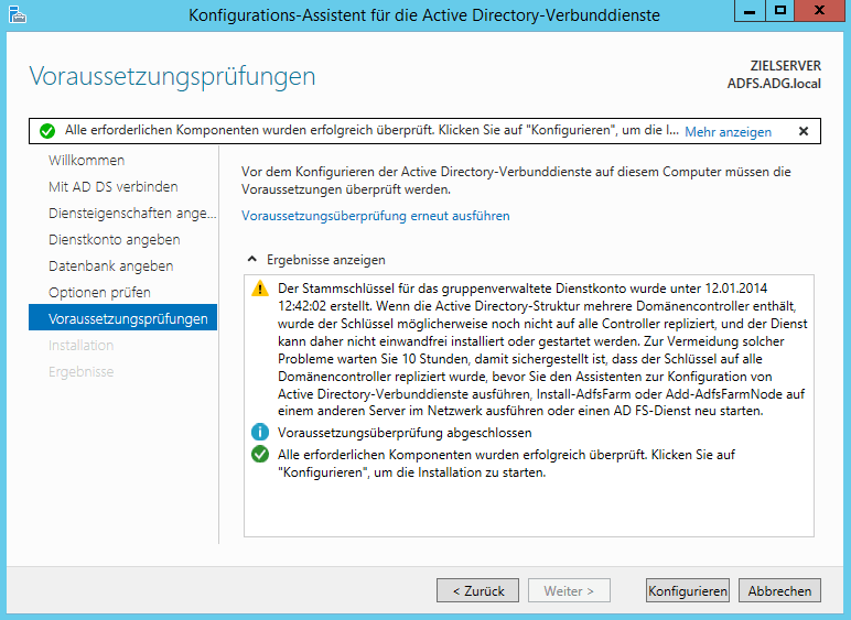Konfigurationsdialog der Active Directory Verbunddienst - Bild 7 Konfigurationsdialog der Active Directory Verbunddienst - Bild 7