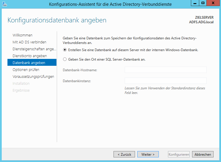 Konfigurationsdialog der Active Directory Verbunddienst - Bild 5 Konfigurationsdialog der Active Directory Verbunddienst - Bild 5