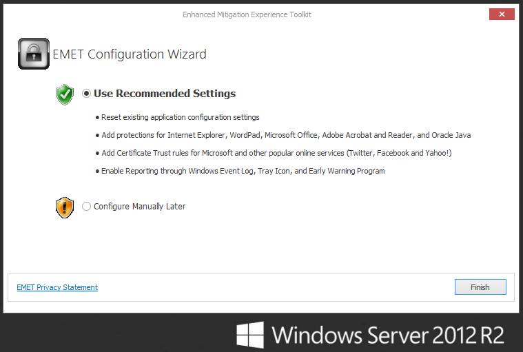 Windows Systeme absichern mit dem "Enhanced Mitigation Experience Toolkit" - Teil 1 3 EMET Configuration Wizard