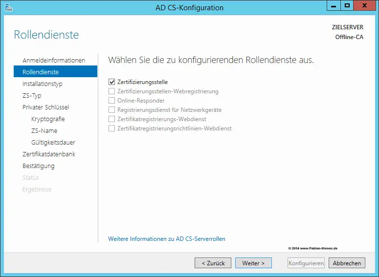 Installation einer Zertifizierungsstelle unter Windows Server 2012R2 Teil 1 - Die Offline Root-CA - 060914 1319 Installatio5 - 4