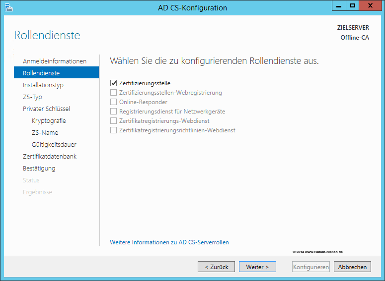Installation einer Zertifizierungsstelle unter Windows Server 2012R2 Teil 1 - Die Offline Root-CA - 060914 1319 Installatio5 Installation einer Zertifizierungsstelle unter Windows Server 2012R2 Teil 1 - Die Offline Root-CA - 060914 1319 Installatio5 - 4