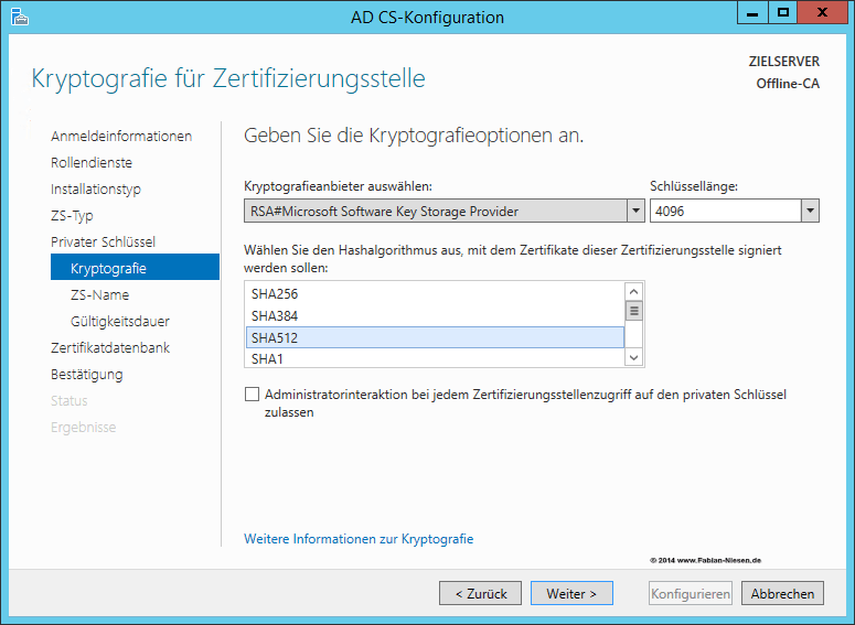 Installation einer Zertifizierungsstelle unter Windows Server 2012R2 Teil 1 - Die Offline Root-CA - 060914 1319 Installatio7 Installation einer Zertifizierungsstelle unter Windows Server 2012R2 Teil 1 - Die Offline Root-CA - 060914 1319 Installatio7 - 6