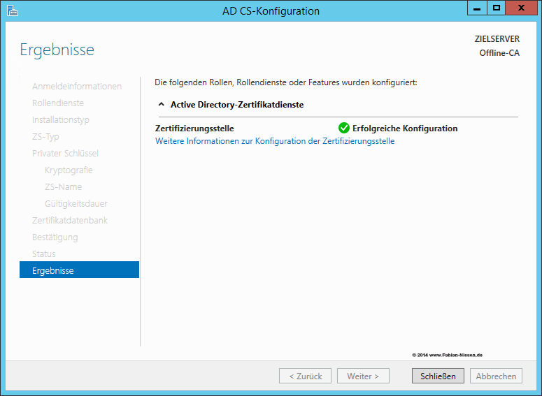 Installation einer Zertifizierungsstelle unter Windows Server 2012R2 Teil 1 - Die Offline Root-CA - 060914 1319 Installatio9 - 8