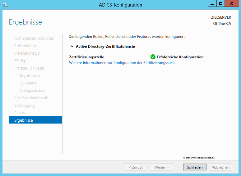 Installation einer Zertifizierungsstelle unter Windows Server 2012R2 Teil 1 - Die Offline Root-CA - 060914 1319 Installatio9 Installation einer Zertifizierungsstelle unter Windows Server 2012R2 Teil 1 - Die Offline Root-CA - 060914 1319 Installatio9 - 8