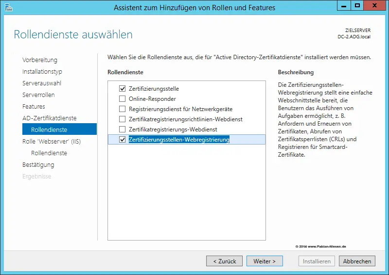Installation einer Zertifizierungsstelle unter Windows Server 2012R2 Teil 2 - Erstellen der unter geordneten CA - 060914 1321 Installatio1 - 2