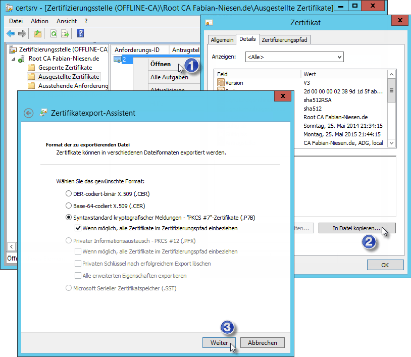 Installation einer Zertifizierungsstelle unter Windows Server 2012R2 Teil 2 - Erstellen der unter geordneten CA 12 060914 1321 Installatio10