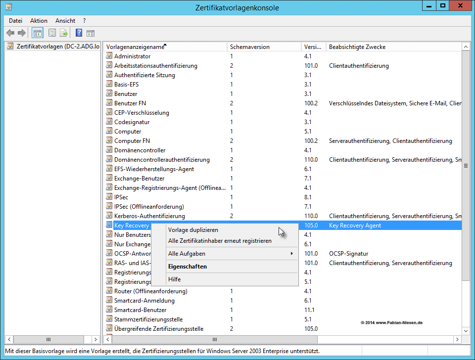 Installation einer Zertifizierungsstelle unter Windows Server 2012R2 Teil 2 - Erstellen der unter geordneten CA 16 060914 1321 Installatio14