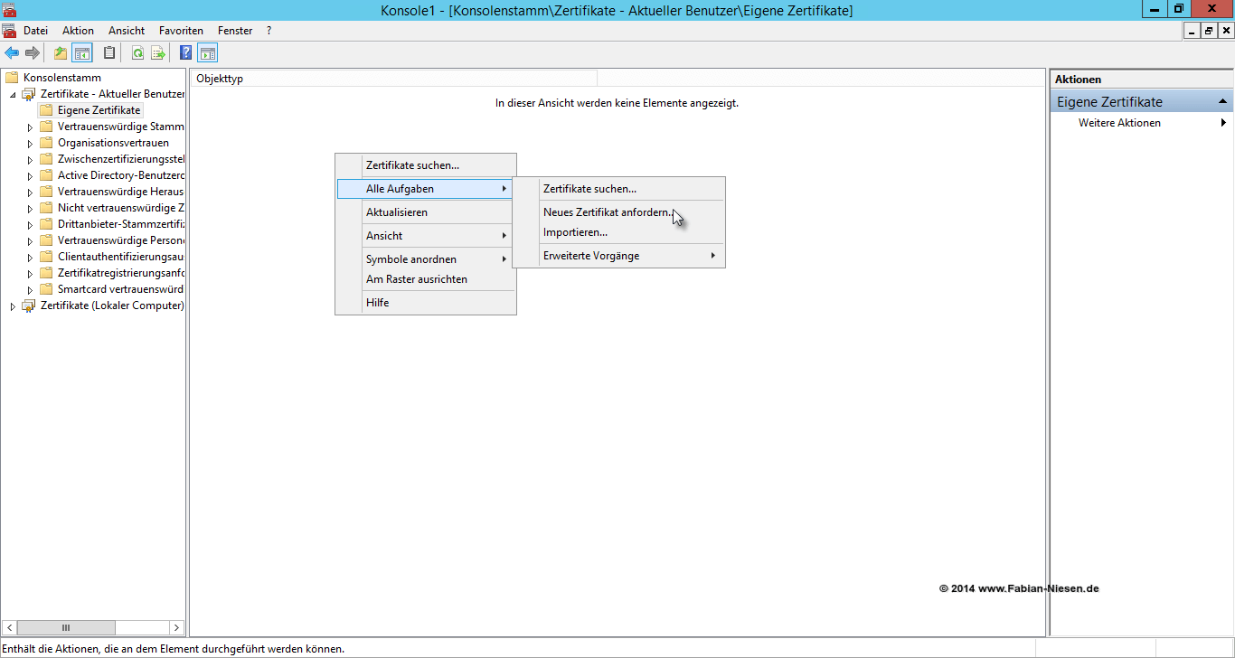 Installation einer Zertifizierungsstelle unter Windows Server 2012R2 Teil 2 - Erstellen der unter geordneten CA - 060914 1321 Installatio16 - 17