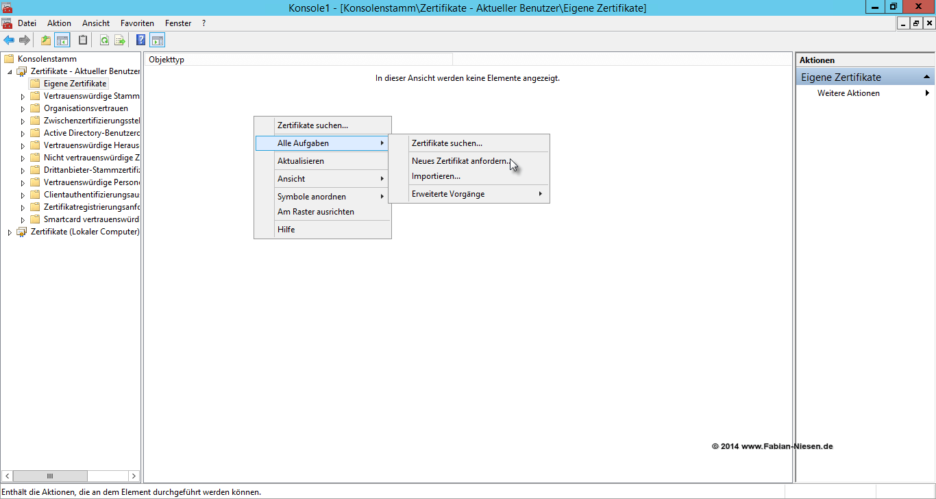 Installation einer Zertifizierungsstelle unter Windows Server 2012R2 Teil 2 - Erstellen der unter geordneten CA 18 060914 1321 Installatio16