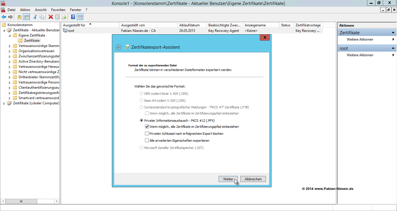 Installation einer Zertifizierungsstelle unter Windows Server 2012R2 Teil 2 - Erstellen der unter geordneten CA 20 060914 1321 Installatio18