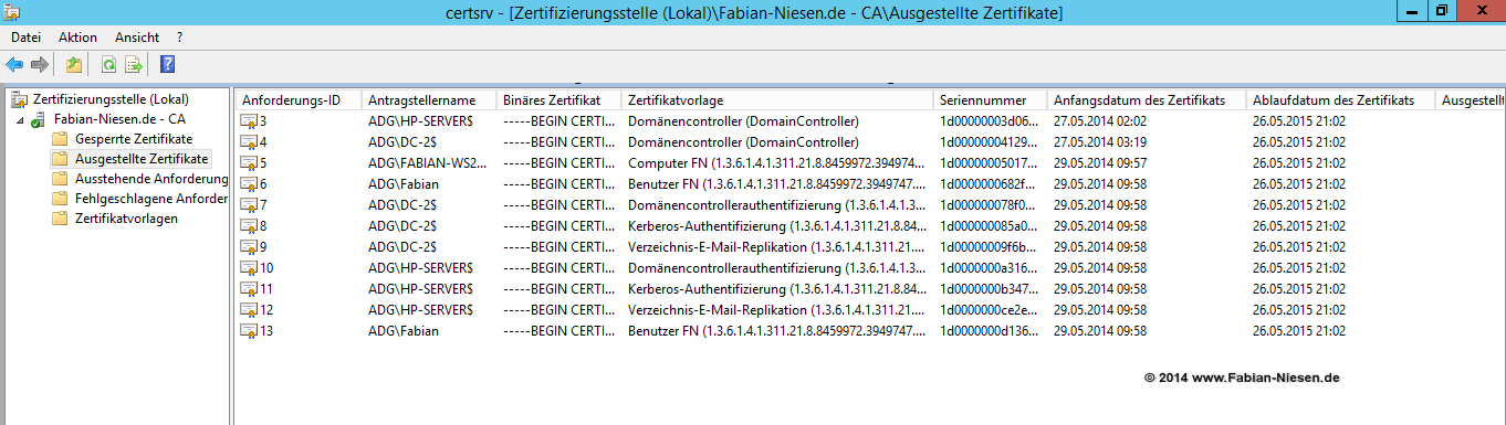 Installation einer Zertifizierungsstelle unter Windows Server 2012R2 Teil 2 - Erstellen der unter geordneten CA - 060914 1321 Installatio29 - 30
