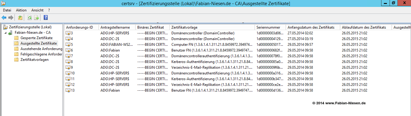 Installation einer Zertifizierungsstelle unter Windows Server 2012R2 Teil 2 - Erstellen der unter geordneten CA 31 060914 1321 Installatio29
