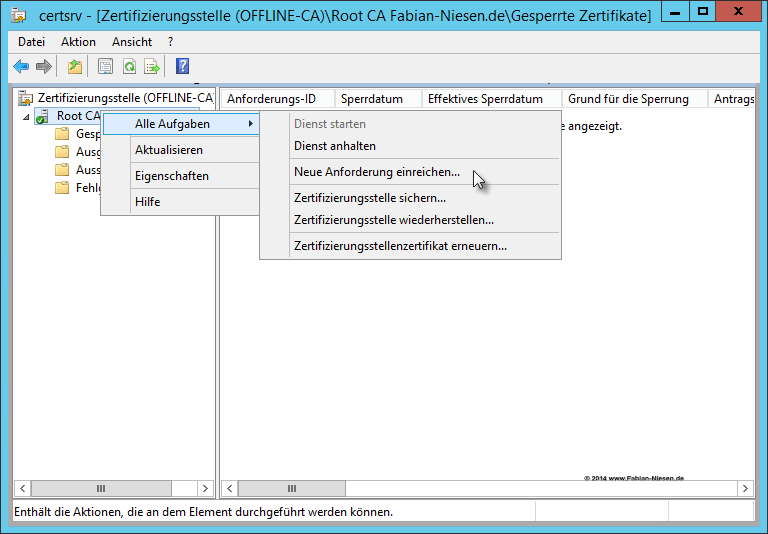 Installation einer Zertifizierungsstelle unter Windows Server 2012R2 Teil 2 - Erstellen der unter geordneten CA 10 060914 1321 Installatio8