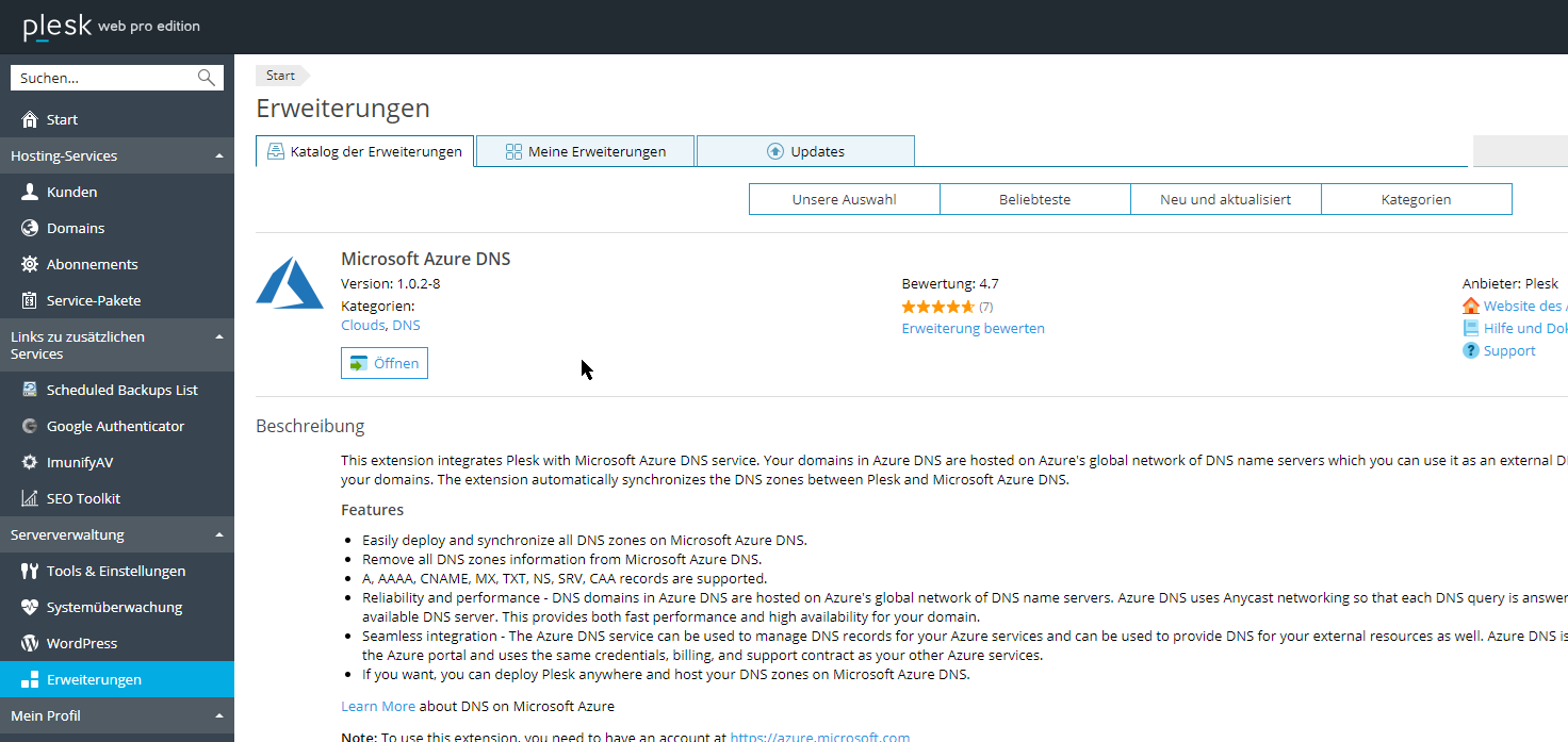 Azure DNS auf Plesk einrichten 3 010419 1321 AzureDNSauf1