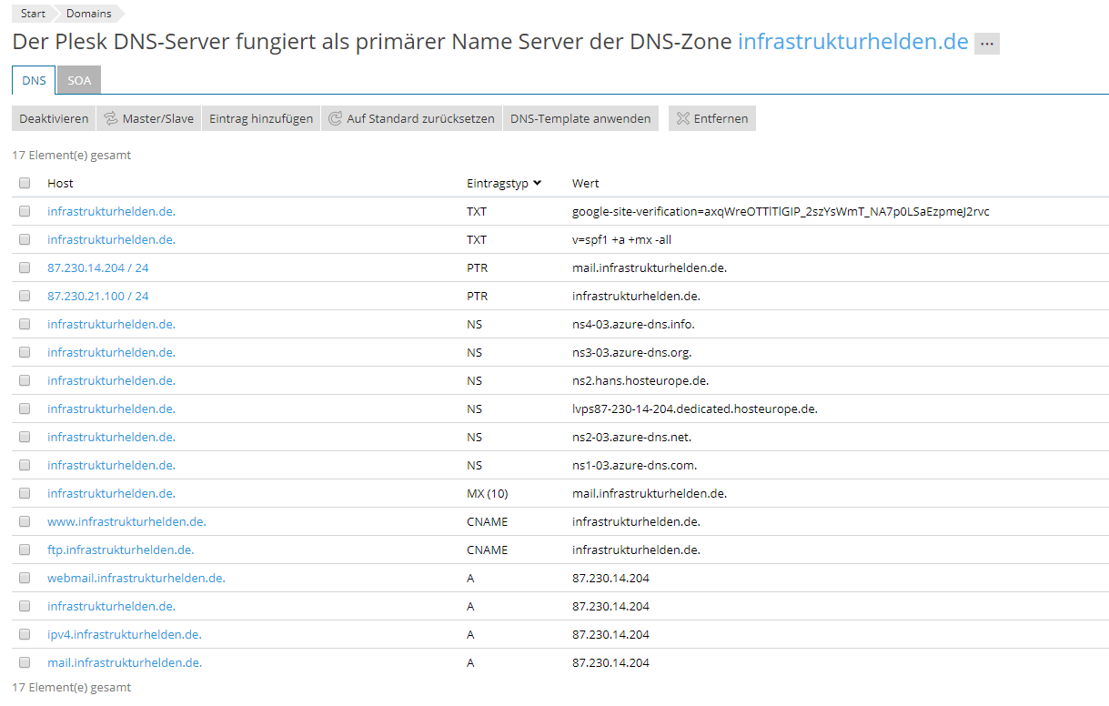 Azure DNS auf Plesk einrichten 20 010419 1321 AzureDNSauf18
