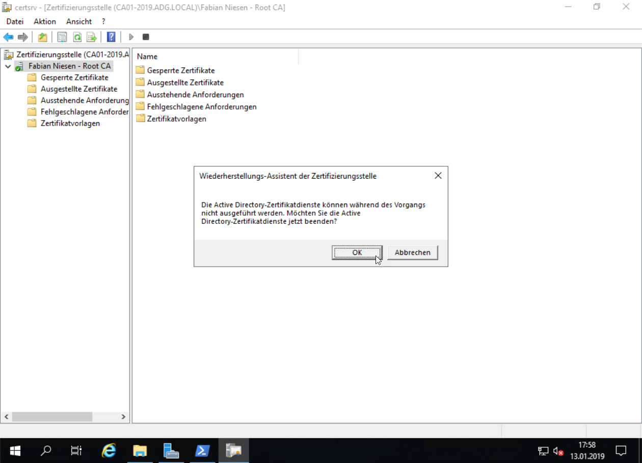 Umzug einer Windows Zertifizierungsstelle von 2012R2 auf Windows Server 2019 - 011319 1827 UmzugeinerW10 Umzug einer Windows Zertifizierungsstelle von 2012R2 auf Windows Server 2019 - 011319 1827 UmzugeinerW10 - 11