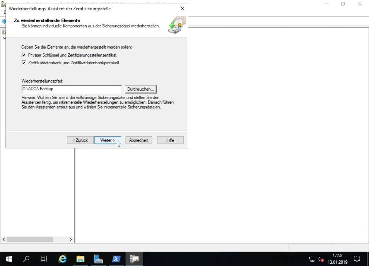 Umzug einer Windows Zertifizierungsstelle von 2012R2 auf Windows Server 2019 - 011319 1827 UmzugeinerW11 - 12