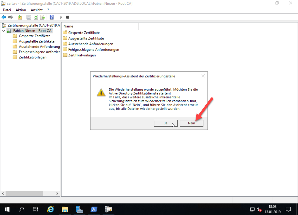 Umzug einer Windows Zertifizierungsstelle von 2012R2 auf Windows Server 2019 - 011319 1827 UmzugeinerW13 Umzug einer Windows Zertifizierungsstelle von 2012R2 auf Windows Server 2019 - 011319 1827 UmzugeinerW13 - 14