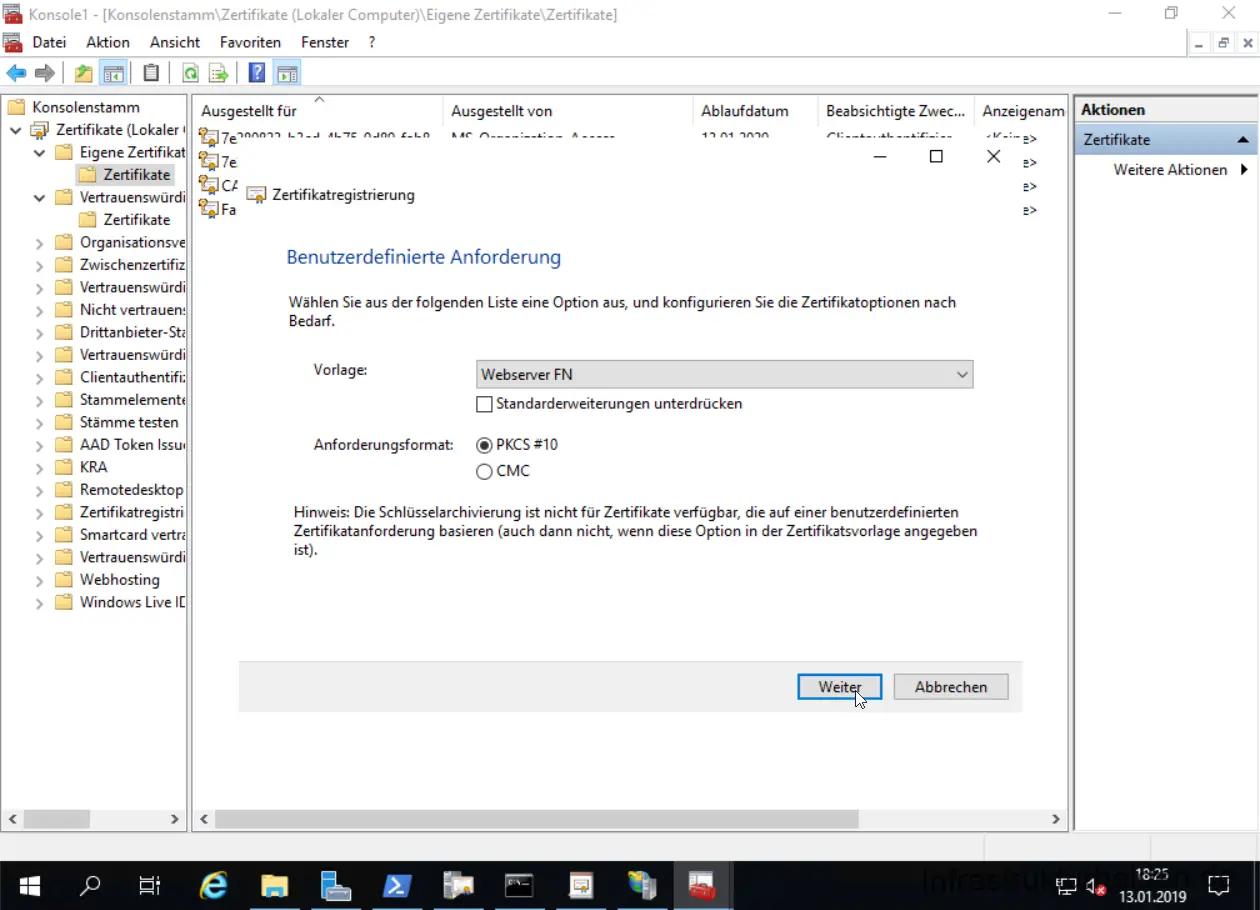 Umzug einer Windows Zertifizierungsstelle von 2012R2 auf Windows Server 2019 - 011319 1827 UmzugeinerW17 - 18