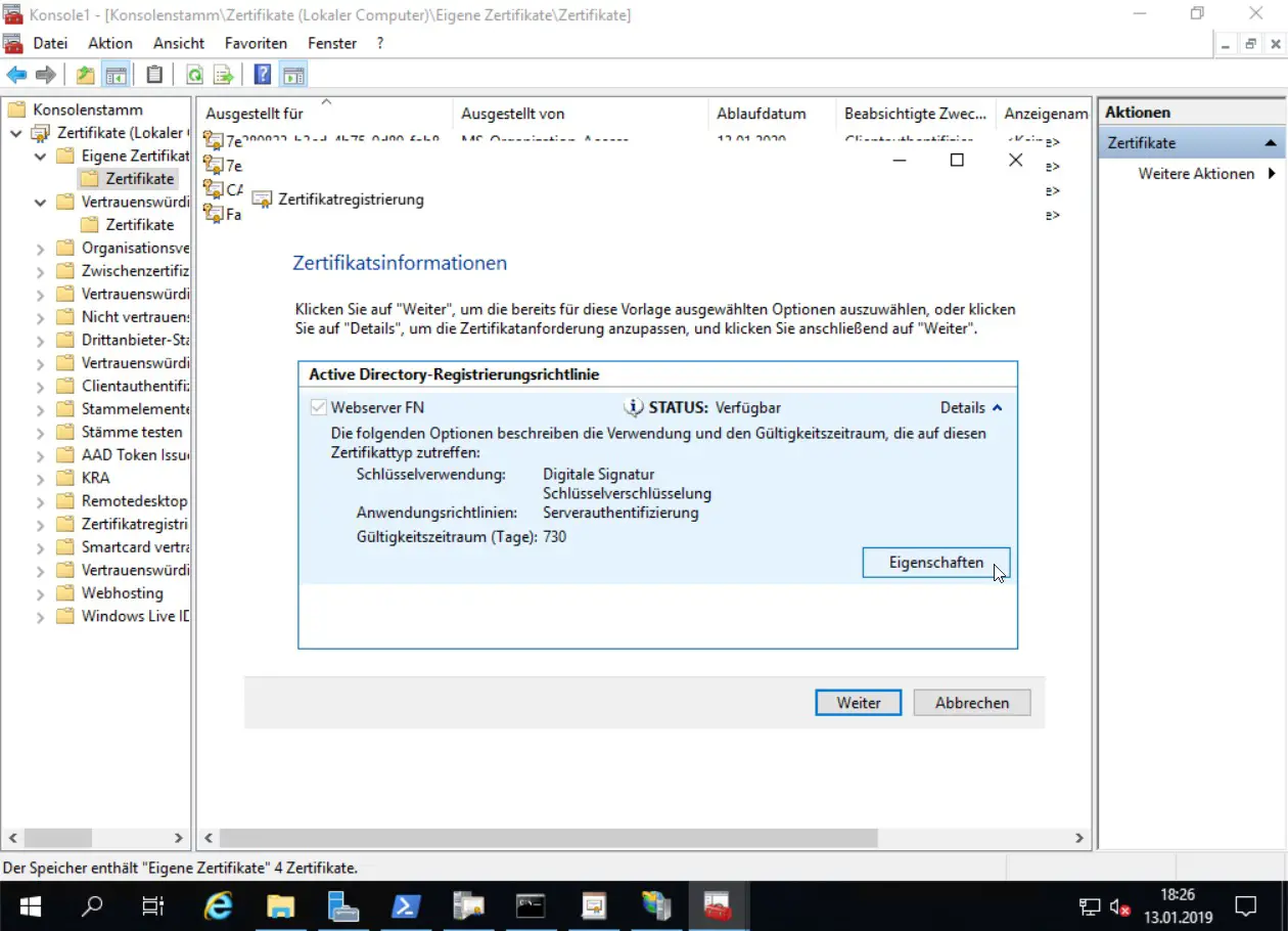 Umzug einer Windows Zertifizierungsstelle von 2012R2 auf Windows Server 2019 - 011319 1827 UmzugeinerW18 - 19