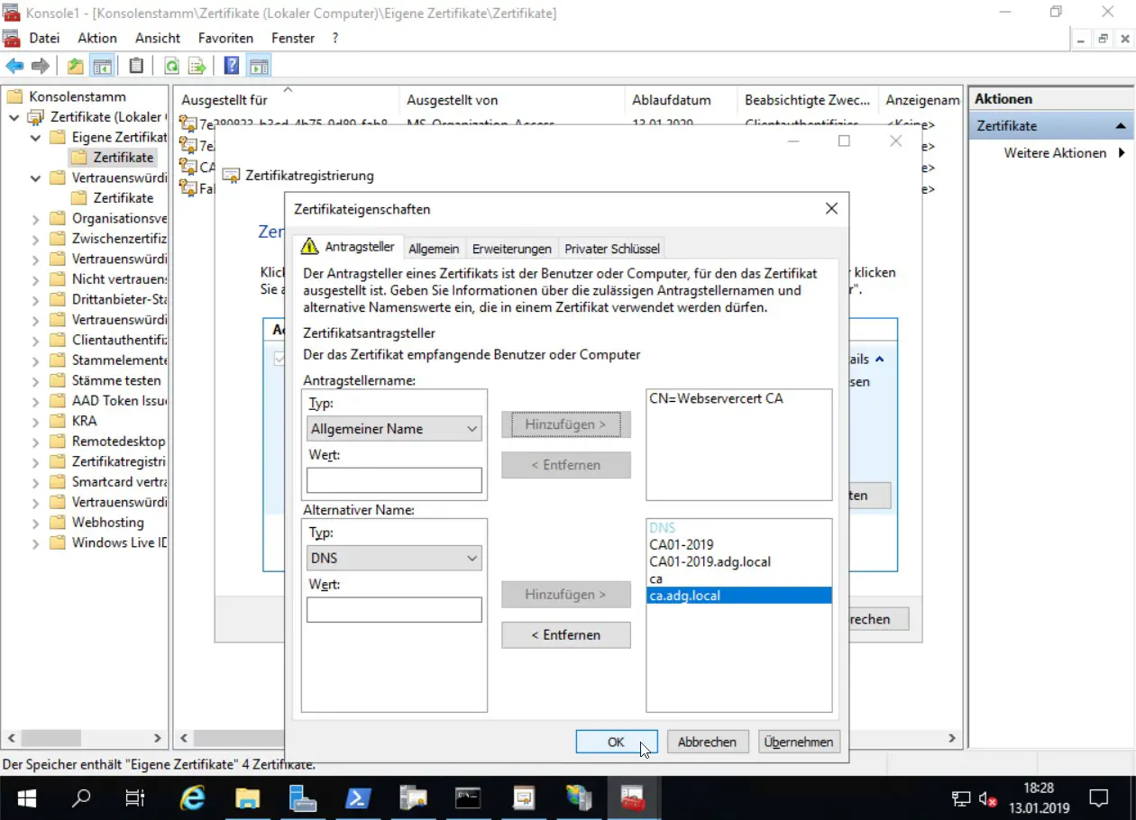 Umzug einer Windows Zertifizierungsstelle von 2012R2 auf Windows Server 2019 - 011319 1827 UmzugeinerW19 - 20