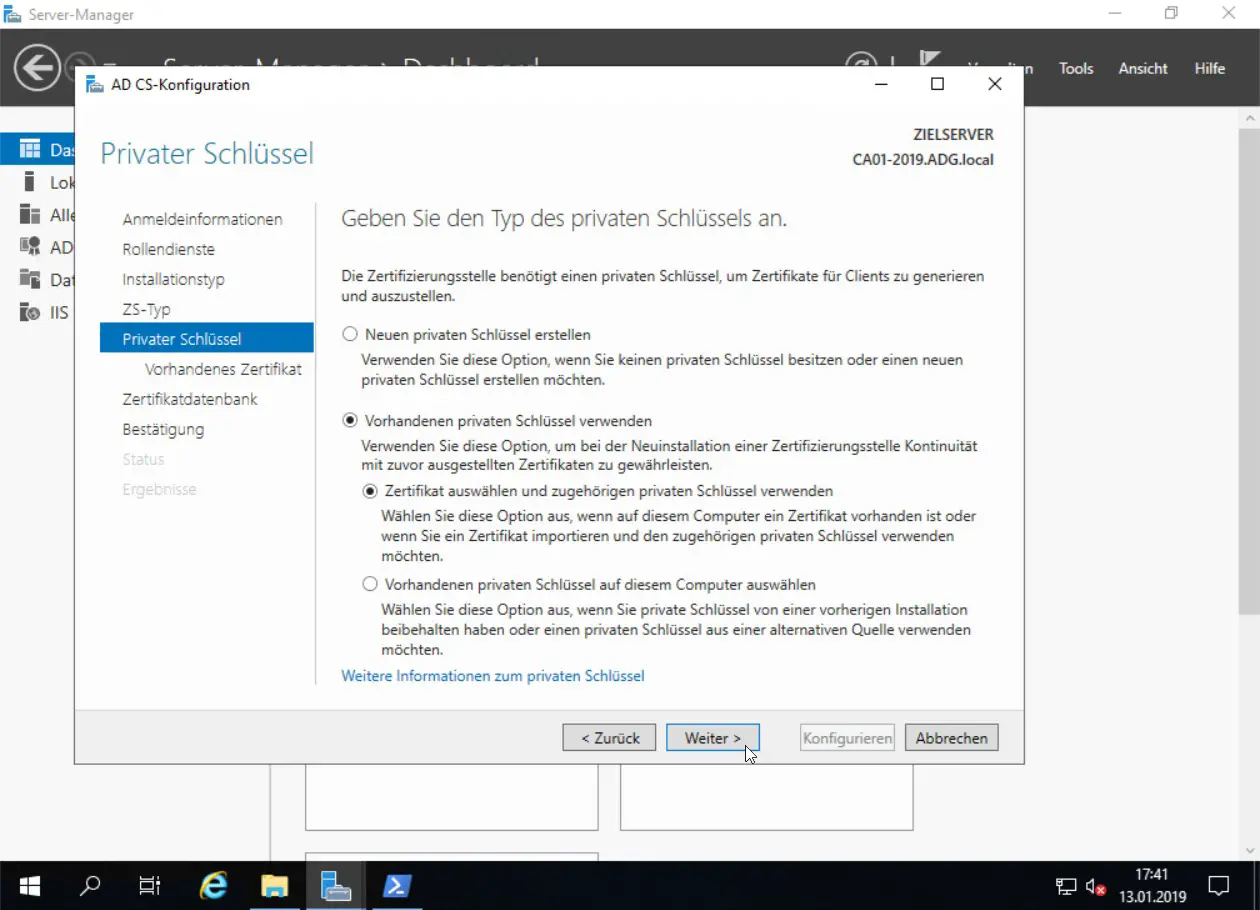 Umzug einer Windows Zertifizierungsstelle von 2012R2 auf Windows Server 2019 - 011319 1827 UmzugeinerW6 - 7