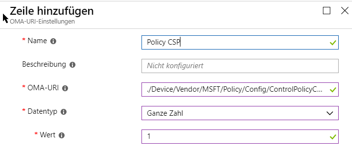 Administrative Vorlagen in Microsoft Intune (Vorschau) - Intune PolicyCSP2 A screenshot of a cell phone