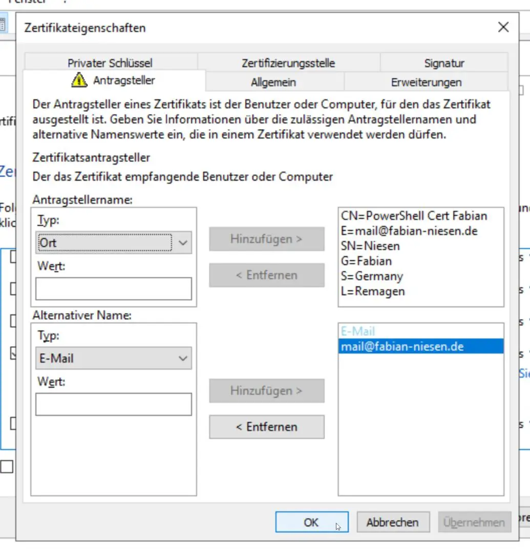 CodeSigning Zertifikate mit Windows Server 2019 Zertifikatsdienste - 021119 1914 CodeSigning18 - 19