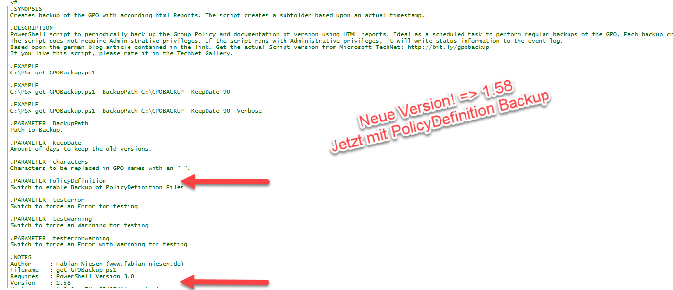 Neue Version von get-GPObackup