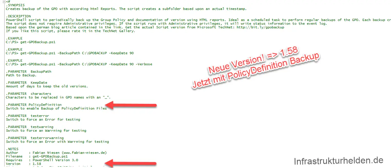 Neue Version von get-GPObackup