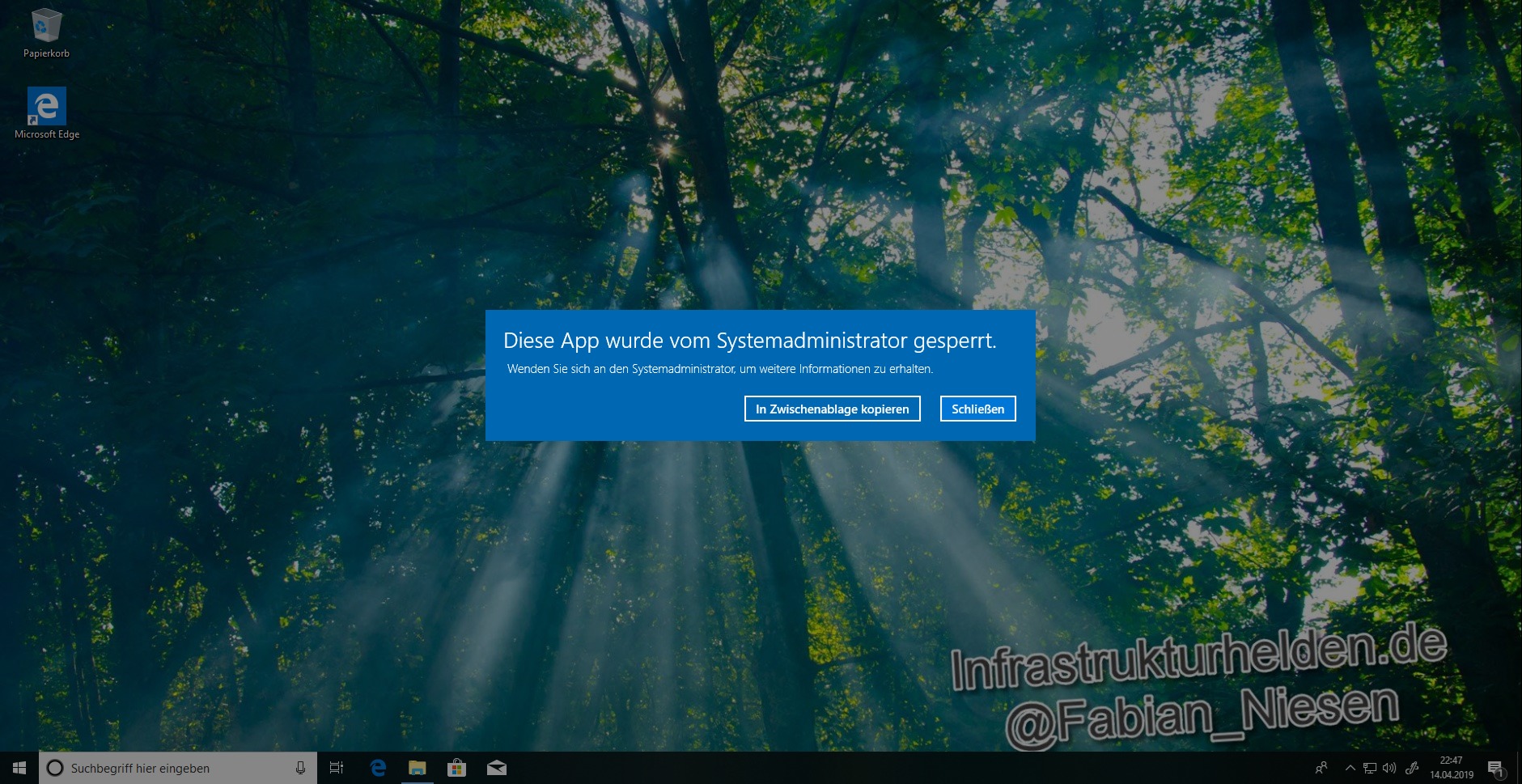 Windows 10 und der Microsoft Store 10 Screenshot beim starten von Apps nach aktivieren der Richtlinie "Alle Apps aus dem Microsoft Store deaktivieren"