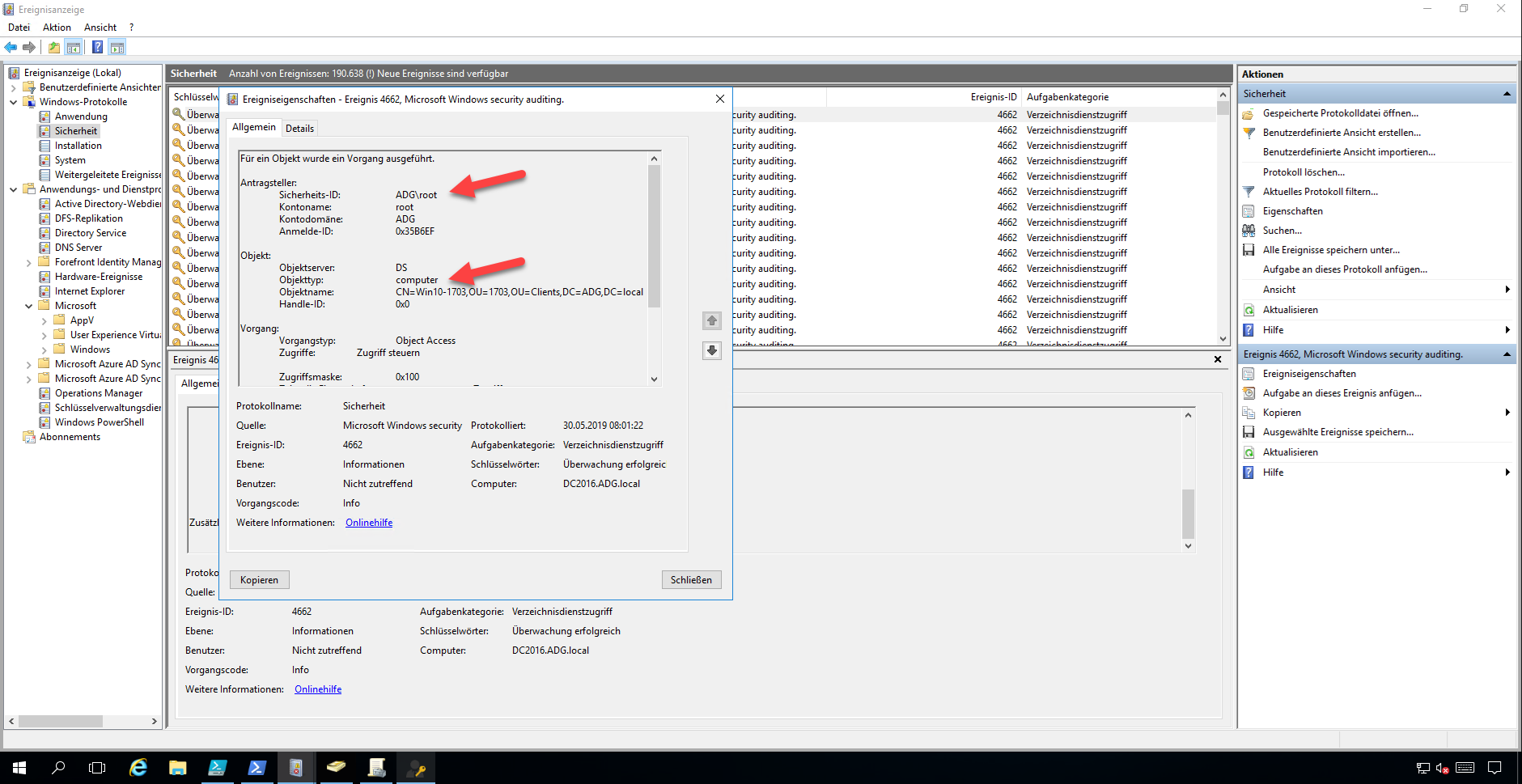 PowerShell Skripte mit Local Administrator Password Solution (LAPS) nutzen und auditieren 7 Screenshot des EventLog mit Audit Eintrag für Zugriff auf ein LAPS Kennwort