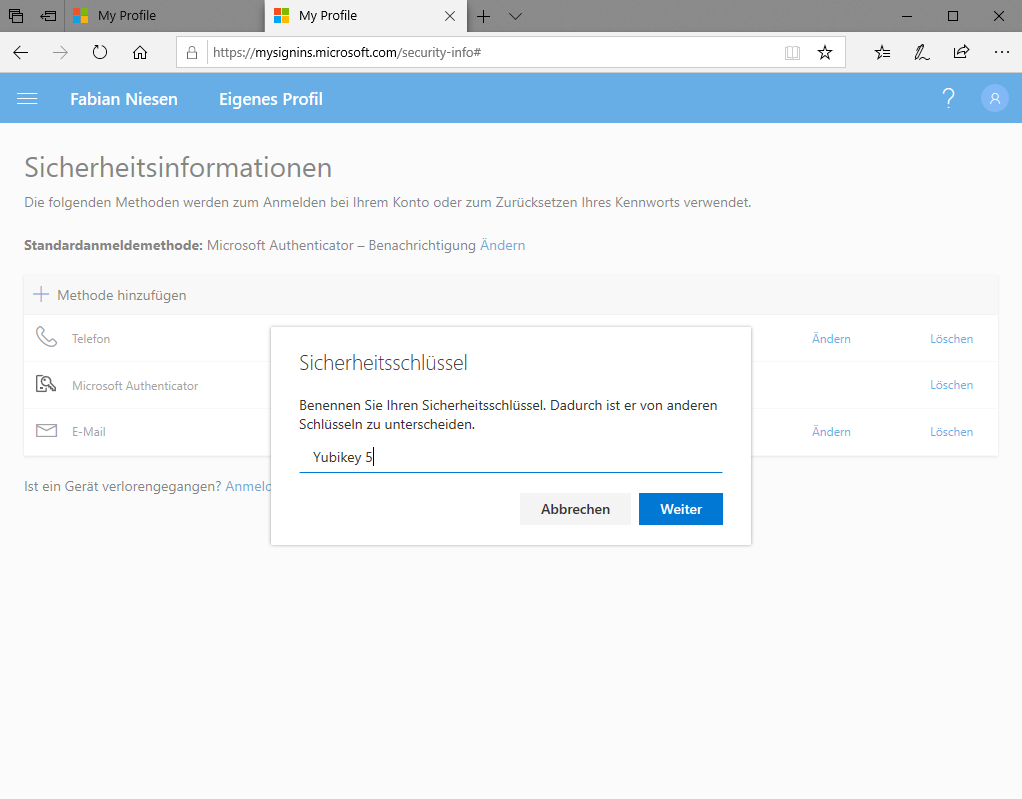 Neue Authentifizierungsmethoden bei Azure AD - Ein Versuch mit Fido2 - Update - 071119 1948 NeueAuthent18 Neue Authentifizierungsmethoden bei Azure AD - Ein Versuch mit Fido2 - Update - 071119 1948 NeueAuthent18 - 19