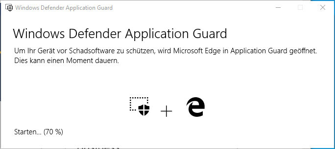Start des Windows Defender Application Guard mit Edge Insider DEV