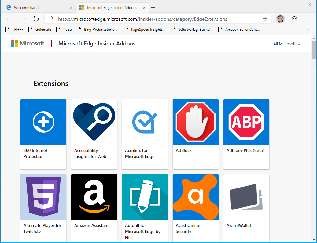 Neues vom Edge Chromium - 072319 0518 NeuesvomEdg4 Erweiterungen im Microsoft Store - Screenshot: Microsoft Edge Insider DEV Build 77.0.218.4