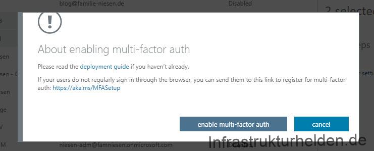 Einrichten von Office 365 – Teil 2 - about enable multi factor auth About enable Multi-factor auth