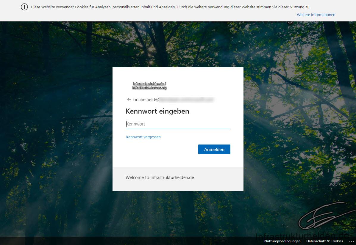 Einrichten von Office 365 – Teil 2 - corporate branding password field for the user Corporate Branding - Password field for the User
