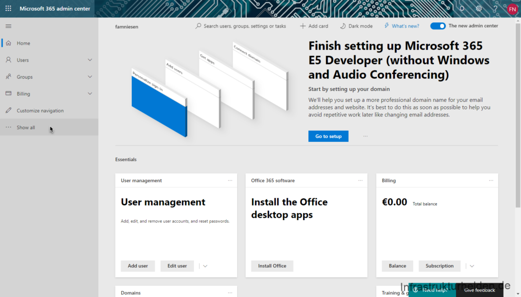 Einrichten von Office 365 - Teil 1 3 Microsoft 365 admin center