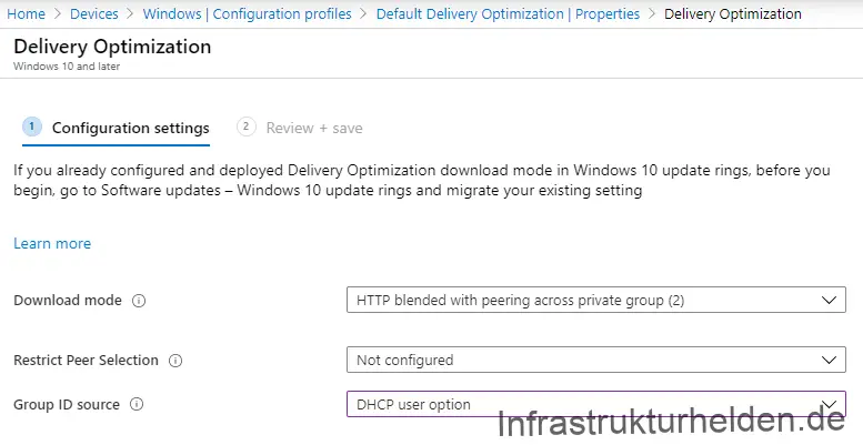 Delivery Optimization Policy in Microsoft Intune