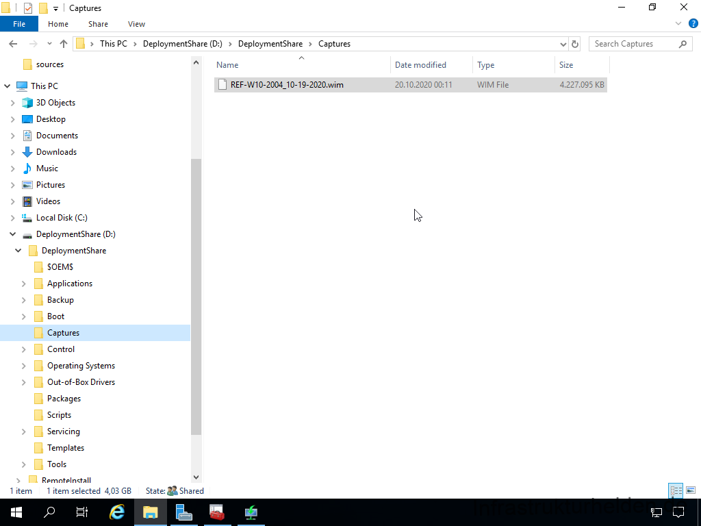 Netzwerkinstallation mit dem Microsoft Deployment Toolkit – Teil 4: Integration des Base Image und des Windows Deployment Service - computergenerierter alternativtext captures shar 1 Screenshot: Windows Explorer mit Captured Image