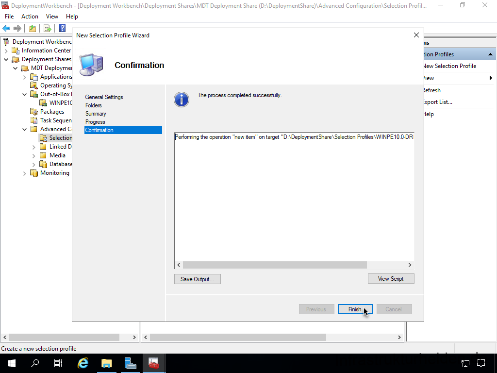 Network Installation with the Microsoft Deployment Toolkit - Part 2: Service Account, Drivers, Software, Base Image Considerations 13 MDT Deployment Workbench - Profilzuweisung - New Selection Profile - Confirmation
