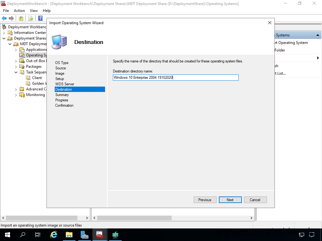 Netzwerkinstallation mit dem Microsoft Deployment Toolkit – Teil 4: Integration des Base Image und des Windows Deployment Service - computergenerierter alternativtext deplcymentwcrk 30 Screenshot: Deployment Workbench - import des Base Image in MDT - Destination