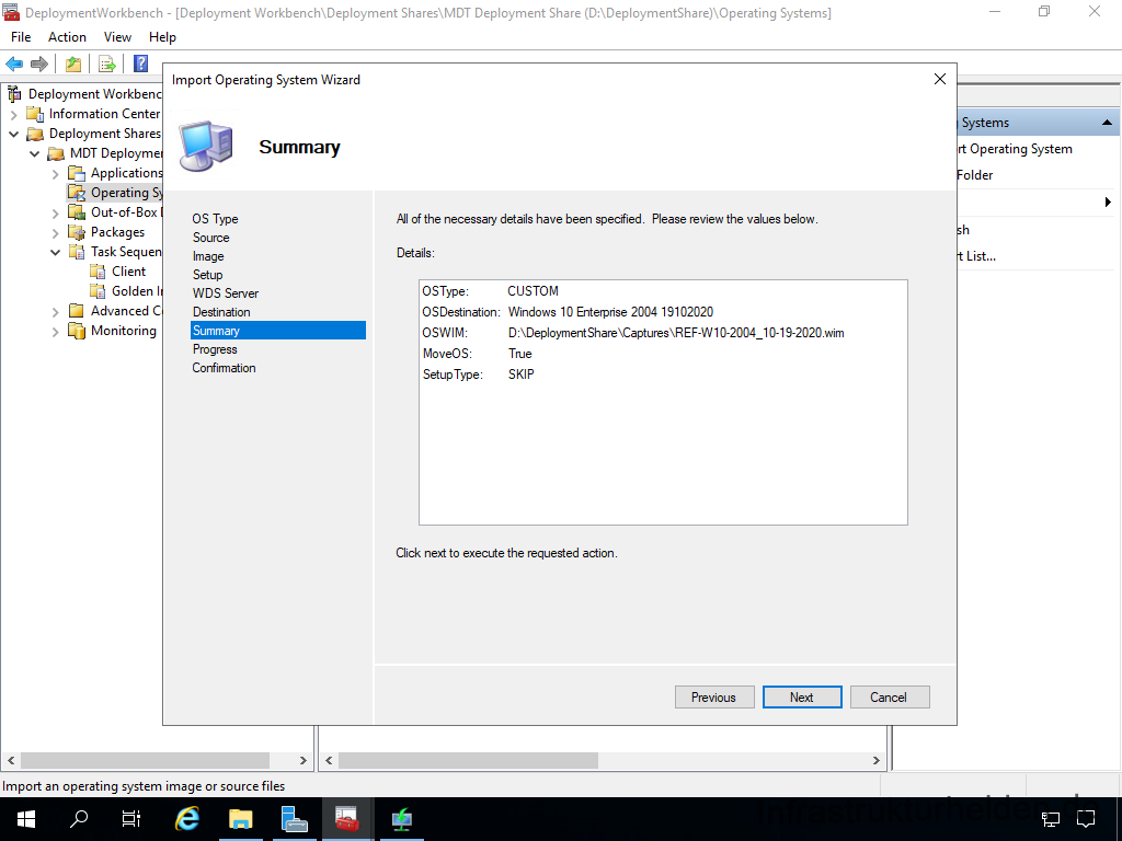 Netzwerkinstallation mit dem Microsoft Deployment Toolkit – Teil 4: Integration des Base Image und des Windows Deployment Service - computergenerierter alternativtext deplcymentwcrk 31 Screenshot: Deployment Workbench - import des Base Image in MDT - Summary