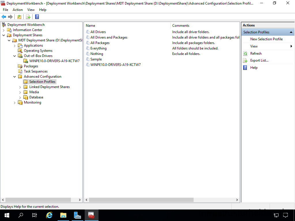 Network Installation with the Microsoft Deployment Toolkit - Part 2: Service Account, Drivers, Software, Base Image Considerations 14 MDT Deployment Workbench - Profilzuweisung - Selection Profiles
