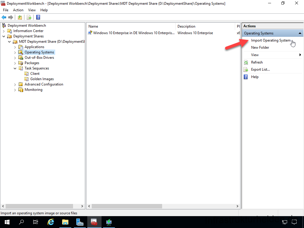 Netzwerkinstallation mit dem Microsoft Deployment Toolkit – Teil 4: Integration des Base Image und des Windows Deployment Service - computergenerierter alternativtext deploymentwork 7 Screenshot: Deployment Workbench - import des Base Image in MDT