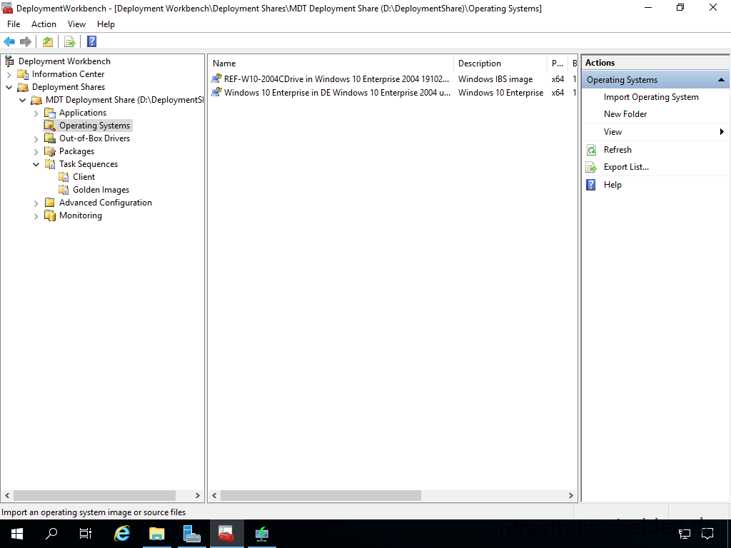 Netzwerkinstallation mit dem Microsoft Deployment Toolkit – Teil 4: Integration des Base Image und des Windows Deployment Service - computergenerierter alternativtext deploymentwork 8 Screenshot: Deployment Workbench - import des Base Image in MDT