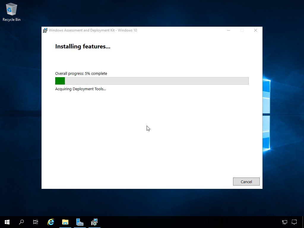 Netzwerkinstallation mit dem Microsoft Deployment Toolkit – Teil 1: Hinweise, Vorbereitung und Einrichtung - computergenerierter alternativtext recycle bin u Install Windows Assessment and Deployment Kit - Install features