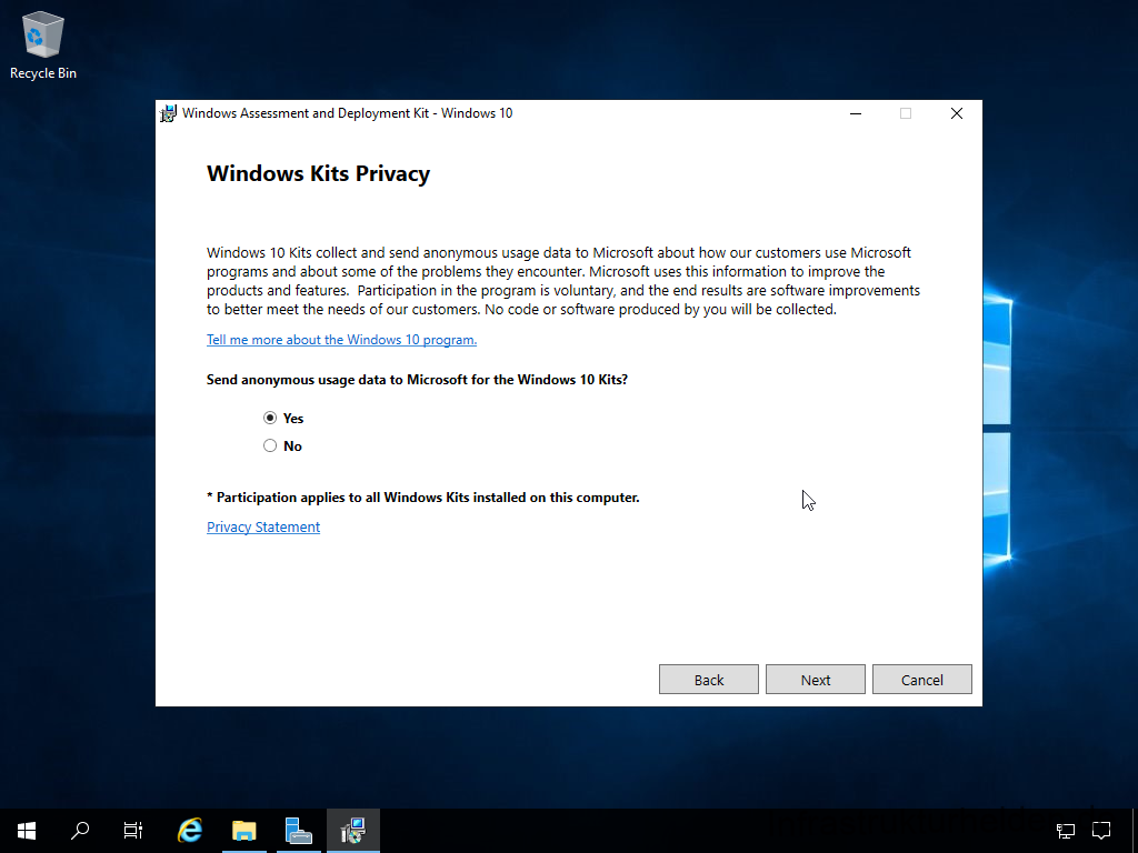 Netzwerkinstallation mit dem Microsoft Deployment Toolkit – Teil 1: Hinweise, Vorbereitung und Einrichtung - computergenerierter alternativtext recycle bin w 1 Install Windows Assessment and Deployment Kit - Windows Kits Privacy