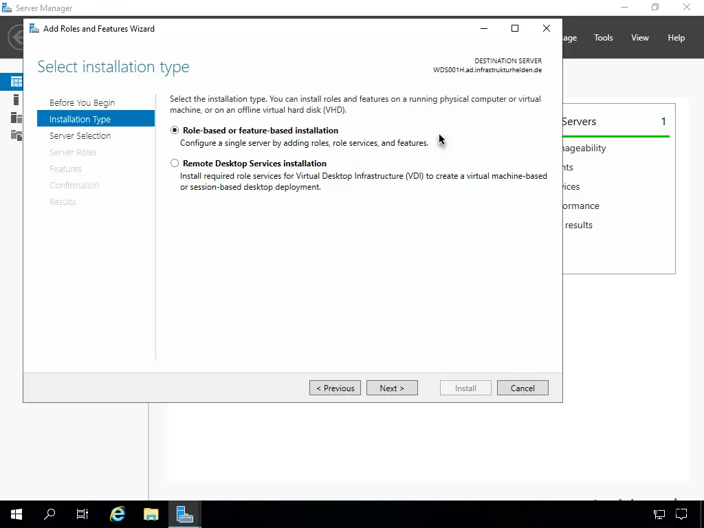 Screenshot: Installation Windows Deployment Service - Install Role
